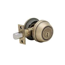 Kwikset 7805SMTRCAL/RCS K Deadbolt, Alike Key, 1-Cylinder, Steel, Antique Brass