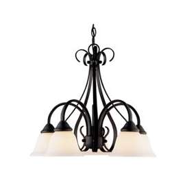 Boston Harbor Dimmable Chandelier, (5) 60/13 W Medium A19/Cfl Lamp, Chain Hanging, White Glass Shade, 18 In H