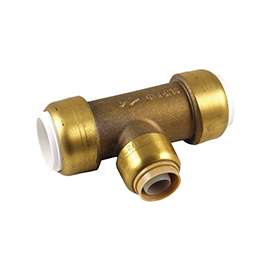 SharkBite UIP364A Transition Slip Tee, 1/2 x 1/2 in Run, Push-to-Connect Run Connection, 1/2 in Branch