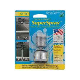 Whedon SU8C Faucet Aerator, 15/16-27 x 55/64-27 Male x Female Thread, Brass, Chrome