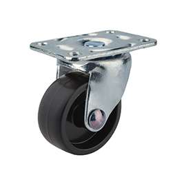 ProSource Light Duty Swivel Caster, 40 Lb Capacity, 1-1/4 In Dia Hard Plastic Wheel, Plate Mount, Zinc Plated