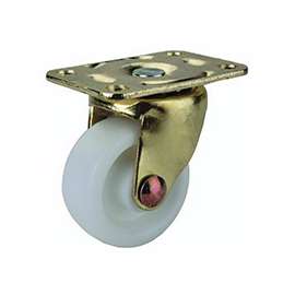 ProSource Light Duty Swivel Caster, 40 Lb Capacity, 1-1/4 In Dia Hard Plastic Wheel, Plate Mount, White