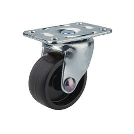 ProSource Light Duty Swivel Caster, 40 Lb Capacity, 1-5/8 In Dia Hard Plastic Wheel, Plate Mount, Zinc Plated