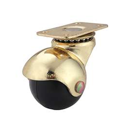 ProSource Hooded Ball Caster, 70 Lb Capacity, 1-5/8 In Dia Polypropylene Resin Wheel, Plate Mount, Black
