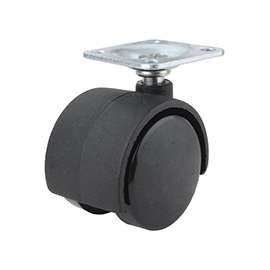 ProSource Dual Wheel Furniture Caster, 40 Lb Capacity, 1-5/8 In Dia Nylon Wheel, Plate Mount, Chrome, Black