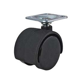 ProSource Dual Wheel Furniture Caster, 75 Lb Capacity, 2 In Dia Nylon Wheel, Plate Mount, Chrome, Black