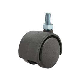 ProSource Dual Wheel Furniture Caster, 75 Lb Load, 2 In Dia, Nylon Wheel, Threaded Stem Mount