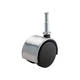 ProSource Dual Wheel Furniture Caster, 75 Lb Load, 2 In Dia, Nylon Wheel, Stem Mount