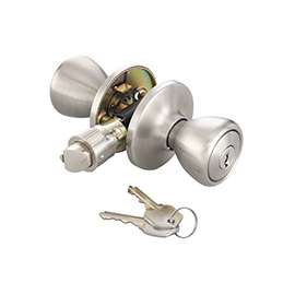 ProSource 4-Way Tulip Adjustable Entry Knob Lockset, 2-3/8 - 2-3/4 In Backset, K3 Keyed Alike