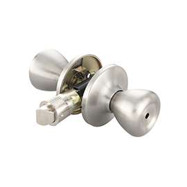 ProSource 4-Way Tulip Adjustable Privacy Door Knob Lockset, 2-3/8 - 2-3/4 In Backset, Stainless Steel