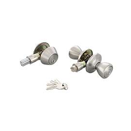 ProSource Single Cylinder Tulip Combo Knob Lockset, 2-3/8 - 2-3/4 In Backset, K3 Keyed Alike