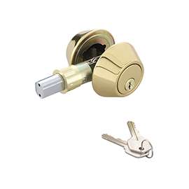 ProSource Double Cylinder Mobile Home Deadbolt, Ka3, Polished Brass