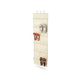 Honey-Can-Do SFT-01256 Over-The-Door Shoe Organizer, 3 in L, 57 in H, Canvas, Beige