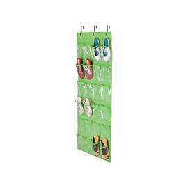 Honey-Can-Do SFT-02819 Over-The-Door Shoe Organizer, 1-1/2 in L, 57 in H, Fabric, Lime Green
