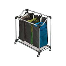 Honey-Can-Do SRT-01641 Elite Triple Laundry Sorter, Black/Silver