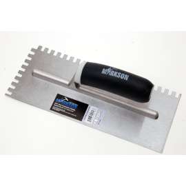 Soft Grip Handle High Carbon Steel Finishing Trowel, Square Notch 1/4" x 3/8" x 1/4