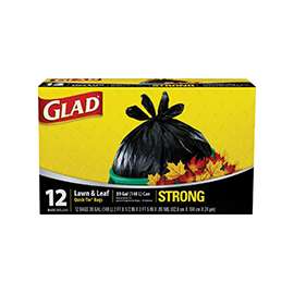 GLAD 70028 Lawn and Leaf Bag, 39 gal, 3 ply Thick, Black