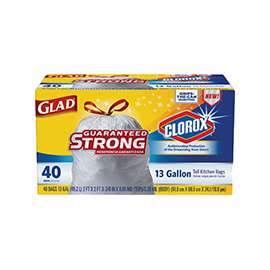GLAD 78767 Trash Bag, 13 gal, Plastic