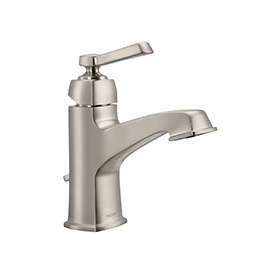 Moen Boardwalk WS84805SRN Bathroom Faucet, 1-Faucet Handle, 4-5/32 in H Spout, Metal, Brushed Nickel