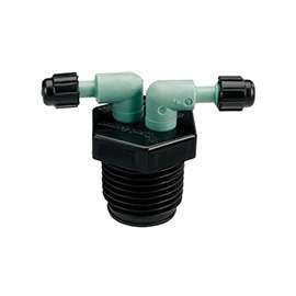 Orbit 67035 Full Flow Manifold, 1/2 in Female Thread x 1/4 in Barb, 2-Port, Plastic