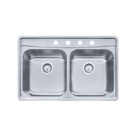 FRANKE Evolution EVDAS804-20 Kitchen Sink, 14-3/4 in W, 16-1/2 in D Bowl, Stainless Steel