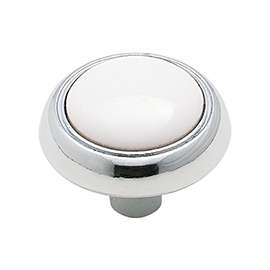 Amerock 262WCH Cabinet Knob, 15/16 in Projection, Ceramic/Zinc, Polished Chrome