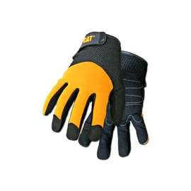 Cat CAT012215L Utility Gloves, L, Wrist Strap Cuff, Black/Yellow, Synthetic Leather