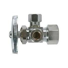 BrassCraft CR1901LRX C1 Stop Valve, 1/2 x 3/8 x 3/8 in Compression, Brass, Chrome