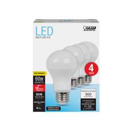 Feit Electric A800/835/10KLED/4 LED Lamp, 120 V, 8.5 W, Medium E26, A19 Lamp, Neutral White Light
