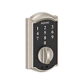 Schlage BE375 CAM 619 Electronic Deadbolt, 2 Grade, Satin Nickel