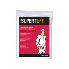 Trimaco 09903 Painter's Coverall, L, Zipper Closure, Polypropylene Fabric, White