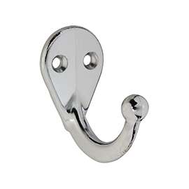 National Hardware V162 Series N274-183 Clothes Hook, 35 lb Weight Capacity, 1-Hook, Zinc, Chrome
