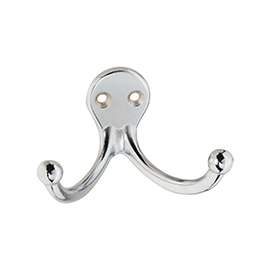 National Hardware MPB163 Series N274-225 Clothes Hook, 35 lb Weight Capacity, 2-Hook, Zinc, Chrome