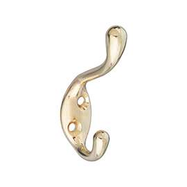 National Hardware MPB166 Series N327-213 Coat and Hat Hook, 75 lb Weight Capacity, Zinc, Brass