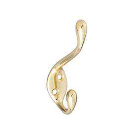 National Hardware MPB167 Series N327-189 Garment Hook, 35 lb Weight Capacity, Zinc, Brass