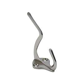 National Hardware SPB1435 Series N830-164 Coat and Hat Hook, 2-Hook, Zinc, Satin Chrome