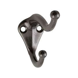 National Hardware V160 Series N325-472 Coat and Hat Hook, 35 lb Weight Capacity, 2-Hook, Zinc, Pewter