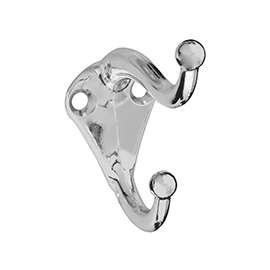 National Hardware V160 Series N274-126 Coat and Hat Hook, 35 lb Weight Capacity, 2-Hook, Zinc, Chrome