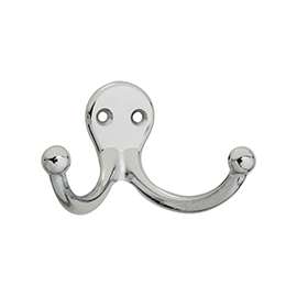National Hardware V163 Series N274-209 Clothes Hook, 35 lb Weight Capacity, 2-Hook, Zinc, Chrome