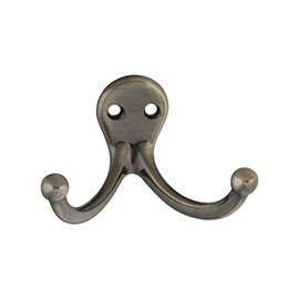 National Hardware V163 Series N325-514 Clothes Hook, 35 lb Weight Capacity, 2-Hook, Zinc, Pewter