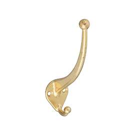 National Hardware V164 Series N199-265 Garment Hook, 75 lb Weight Capacity, 2-Hook, Zinc, Brass