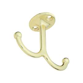 National Hardware V165 Series N245-811 Coat Hook, 35 lb Weight Capacity, Zinc, Brass