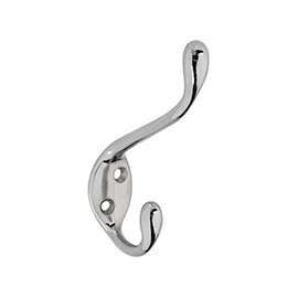 National Hardware V167 Series N273-490 Garment Hook, 35 lb Weight Capacity, 2-Hook, Zinc, Chrome