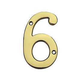 National Hardware V1900 Series N197-830 House Number, Character 6, 2.38 in W x 4 in H Character, Brass Character