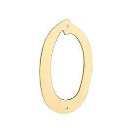 National Hardware V1901 Series N211-581 House Number, Character 0, 2.46 in W x 4 in H Character, Brass Character