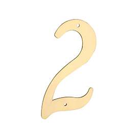 National Hardware V1901 Series N211-607 House Number, Character 2, 2.64 in W x 4 in H Character, Brass Character