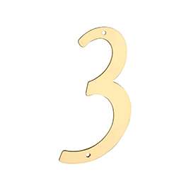 National Hardware V1901 Series N211-615 House Number, Character 3, 2.66 in W x 4 in H Character, Brass Character