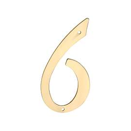 National Hardware V1901 Series N211-649 House Number, Character 6, 2.28 in W x 4 in H Character, Brass Character