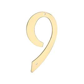 National Hardware V1901 Series N211-672 House Number, Character 9, 2.28 in W x 4 in H Character, Brass Character