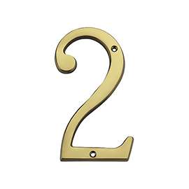 National Hardware V1902 Series N207-183 House Number, Character 2, 3-1/2 in W x 6 in H Character, Brass Character